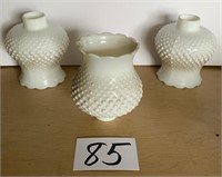 MILK GLASS HOBNAIL SHADES SET OF 3