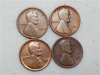 OF) Four better date 1909 wheat cents