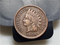 OF)  1908 full Liberty Indian Head cent