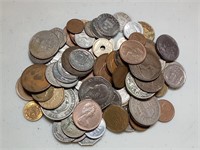 OF)  100 foreign coins and tokens