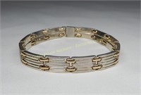 10K Gold sterling silver bracelet en or et argent