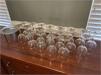 19 ASSORTED WINE GLASSES AND GLASS DISH