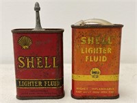 2 x SHELL 4oz Lighter & Cleaning Fluid Tins