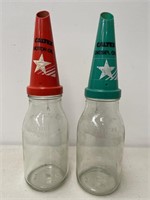 2 x CALTEX Plastic Tops on 1 Litre Oil Bottles