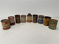 9 x Grease & Oil Tins Inc Shell, Mobil etc.