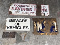 5 x Mixed Signs Inc. Enamel Commonwealth Savings