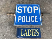 STOP POLICE Hand Sign & Ladies Post Mount Sign