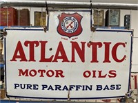 Original ATLANTIC MOTOR OILS Enamel Rack Sign -