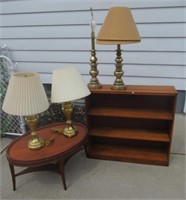 3-Tier Wood Bookshelf, Oval Coffee Table and (4)