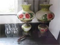 Pair of Matching Hurricane Lamps with (4) Extra