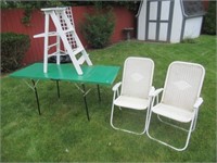Group that Includes Step Ladder, Pair of Outdoor