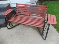 Patio Glider Metal Base with Wood Seats. Approx.