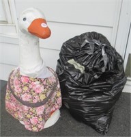 Cement Duck with Bag of Outfits. Stands 27" Tall.