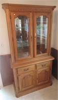 Wood Hutch with Glass Shelves. Measures: 76"H x