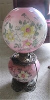 Large Hand Painted Electric Hurricane Lamp.