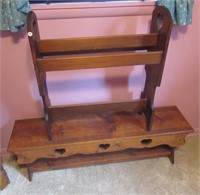 Wood quilt rack and bench. Bench measures: 14" H