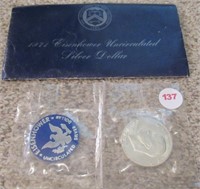 1971 Eisenhower UNC silver dollar.