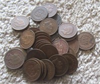 (35) Indian head pennies, various dates.