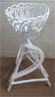 Rattan white painted plant stand.