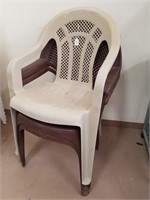 3 Various Plastic Stacking Chairs
