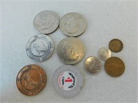 3 Ike Dollars, 4 Canadian Coins, 3 Casino Tokens