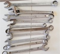 9 Wrenches Over 1" And a 18" Crescent Wrench