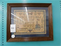 Old Wood Frame With Print, 35" X 29" (Store)