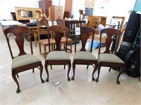 4 Black Walnut Claw Foot Dining Chairs (Store)