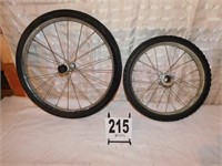 2 Bicycle Wheels With Solid Rubber Tires (Bsmnt)