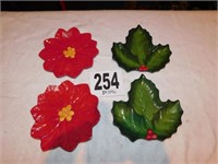 2 Poinsettia Plates And 2 Holly Plates (Bsmnt)