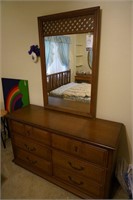 Pecan Wood Dresser w/ Mirror