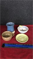 (4) ASSORTED SIGNED POTTERY PIECES