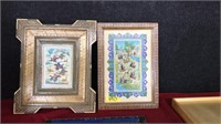 (2) INLAYED FRAMED PERSIAN PAINTINGS OF POLO PLAYE