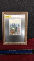 PRAHA '02 SIGNED MATTED FRAMED WATERCOLOR