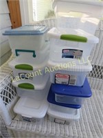 many small storage tote bins for smalls or crafts