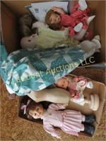 assorted vintage dolls