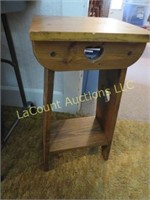 Small wood side table heart accents 12" top