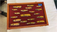 19 Collectors Knives in Display Case
