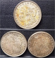 (2) 1921-P & (1) 1921-S Morgan Silver Dollars