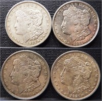 (4) 1921-D Morgan Silver Dollar Coins