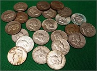 (24) Franklin Silver Half Dollars