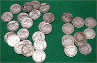 Unsearched Mercury & Barber Silver Dimes