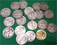 (20) Liberty Walking Silver Half Dollars
