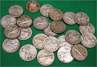 (24) Liberty Walking Silver Half Dollars