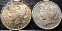 (2) 1924 Peace Silver Dollar Coins