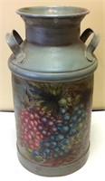 VTG. HAND PAINTED DAIRY CAN, BERRY SCENE