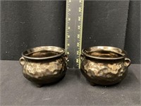 Vintage Pair of McCoy Hammered Metallic Planters