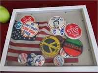 Display Box of 1960's Button and More 15x12"