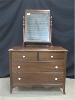 MAHOGANY FOUR DRAWER DRESSER & MIRROR