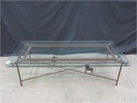 WROUGHT IRON BASED GLASS TOP COFFEE TABLE